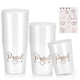 MICHIHOMIE Pack of 14 JGA Mugs, Bride and Team Bride Cups with Tattoos Set, Jga Accessories Women for Bachelor Party, Bride to be Decoration for Engagement Party, Stag Night Party