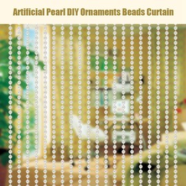 WPKD BLUEIY 40 m Beads Rolls, 4 mm Diameter Artificial Beads Strand DIY Art Craft Ornaments Curtain Beads Roll for Wedding Event Festival Party Decoration (Beige)