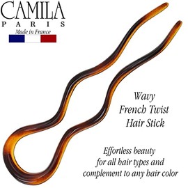 Camila Horquilla Paris CP140 con forma de U para peinados con espiral, 2 horquillas grandes onduladas en forma de U para moños y recogidos en espiral,