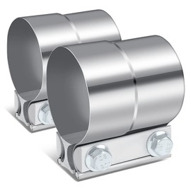 DNA MOTORING EXA-CL-213 2Pcs 2.5 Inch Lap Joint Band Clamps for Exhaust Muffler Repair,304 Stainless Steel