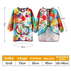 SMYJDMM Painting Apron, Waterproof Painting Coat, Painting Coat for 7-11 Years, Girls, Boys, Craft Apron with Sleeves and Big Pockets, Painting Smock, School for School, Art, Painting, Cooking,