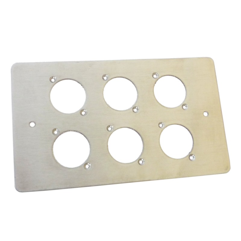 AllMetalParts 6 Way XLR Double Gang Face Plate Brushed Stainless