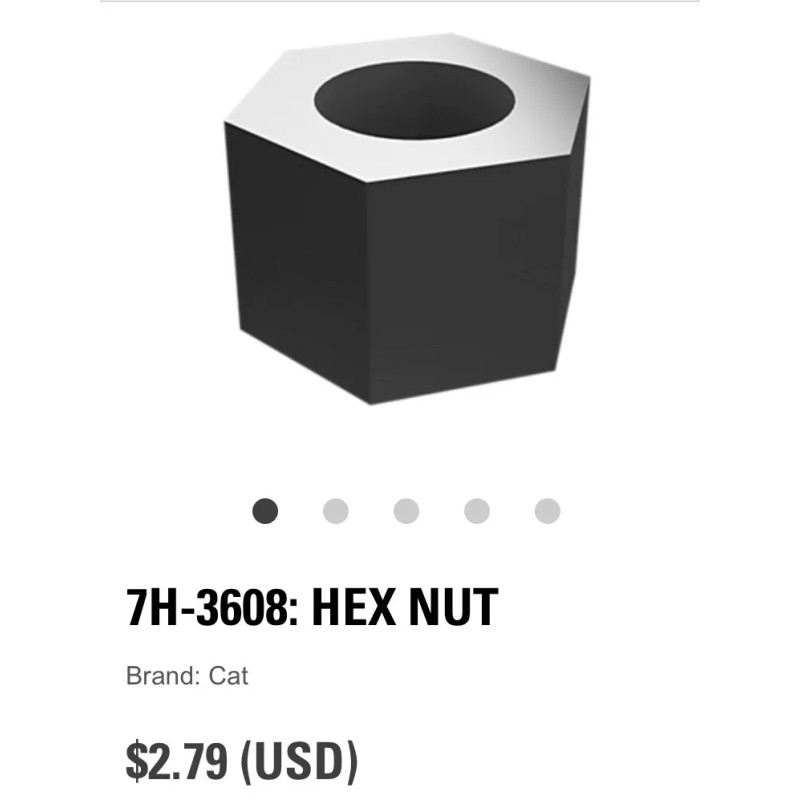 Caterpillar Oem Hex Nut 7H-3608. Cat Nos Nut 7h3608.