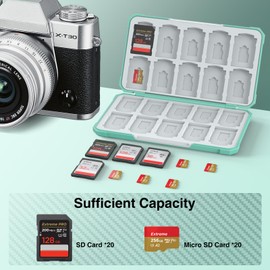HEIYING Memory Card Case for SD/TF Cards, Portable Card Case, Compatible with 20 SDXC SDHC and 20 TF Card Slots