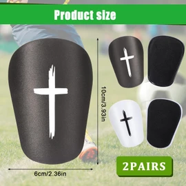 WADY Black and White Cross Protective Soccer Shin Pads Mini Football Pads, 4Pcs Small Guards,Black Guards (S)