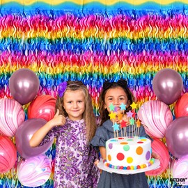 KatchOn, Wave Rainbow Metallic Fringe Curtain - Large, 6.4x8 Feet, Pack of 2 | Rainbow Metallic Streamers | Rainbow Tinsel Curtain, Rainbow Decorations | Pride Streamers, Pride Birthday Decorations