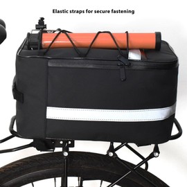 Fockety Bike Bag Rear Rack, 15L Rear Bike Rack Bag with Rain Cover, Waterproof Bicycle Trunk Reflective Saddle Bag Bicycle Rear Rack Bag for Grocery Shopping Commuter Cycling