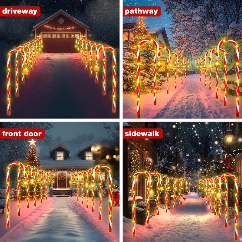 Solar Candy Cane Lights – 12-Piece Set, 22 Inch Outdoor