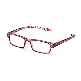 Newbee Fashion - Glossy Translucent Zebra Print Colored Thin Light Spring Temple Reading Glasses Wrap Around