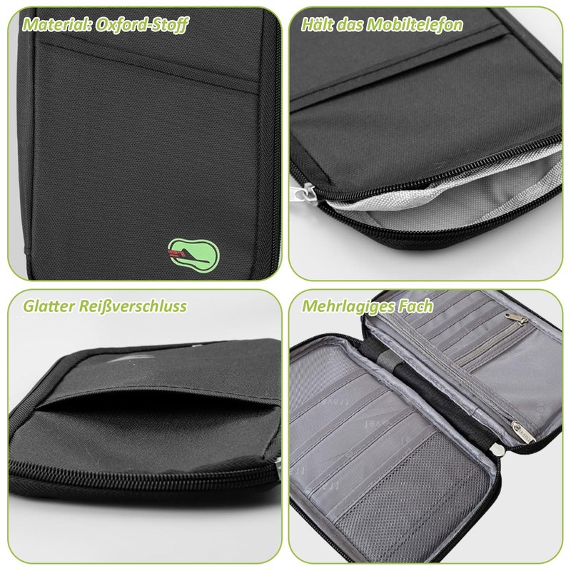Diffaxy Passport Bag, Passport Organiser with Large Capacity, Portable Passport