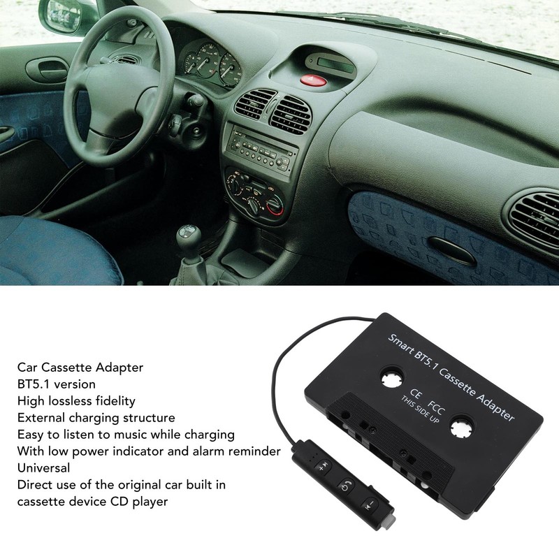 DC5V Bluetooth Cassette Adapter BT5.1 Universal Wireless Cassette Tape to