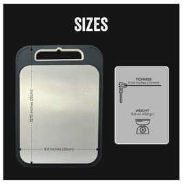 Stainless Steel Cutting Board - Wheat Straw PP - Metal Cutting Board - Steel Cutting Boards for Kitchen - Stainless Cutting Board - Stainless Steel Chopping Board - Chopping Board Steel