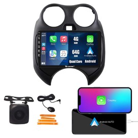 Kunfine Car CarPlay Android Auto Navigation Stereo GPS Radio Reverse Camera Display 9" IPS Touchscreen Headunit Tablet Pad Media Player for Nissan March 2010-2017, if Applicable Quad Core 4G+64G