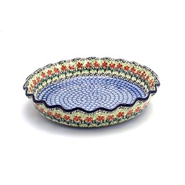 Polish Pottery Baker - Pie Dish - Fluted - Maraschino