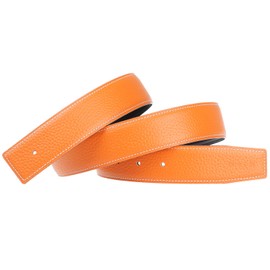 H Full Grain Cowhide Leather Replacement Belt Strap without Buckle 38 mm Wide, orange