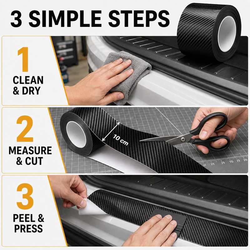 10cm x 3m Carbon Fiber Protective Tape for Car Door
