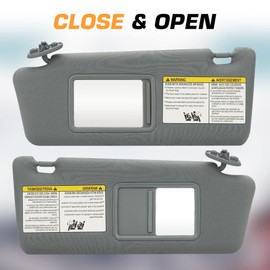TadaMark Left Driver & Right Passenger Sun Visor Fit for Toyota Tacoma 2005 2006 2007 2008 2009 2010 2011 2012 2013 2014 2015 Gray Without Light Replace # ‎74320-04181-B1 74320-04180-B1 (1 Pair)