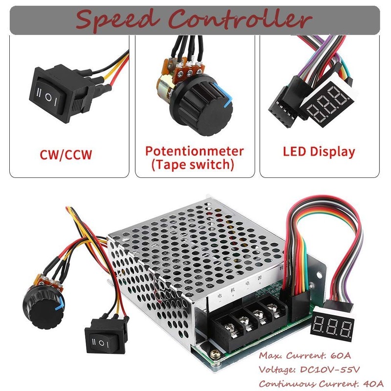 Acogedor Controlador de Velocidad del Motor DC PWM, DC 10-55V