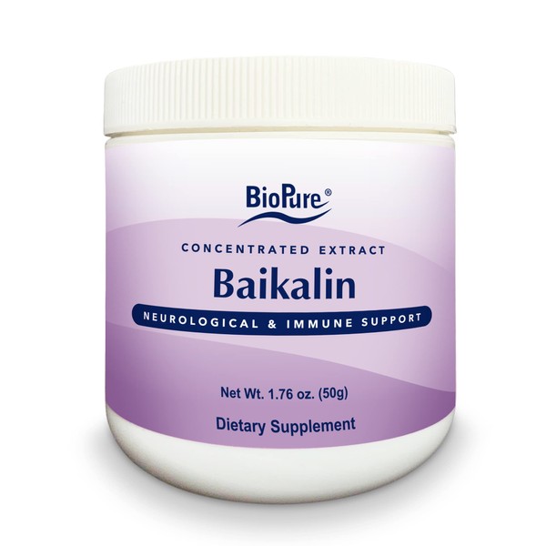 BioPure Baikalin Powder - Baiscalin Herb Extract from Roots of Chinese Skullcap to Support Neurological, Nervous, & Immune System, Stress Management, and Whole Body Balance and Wellness – 50g