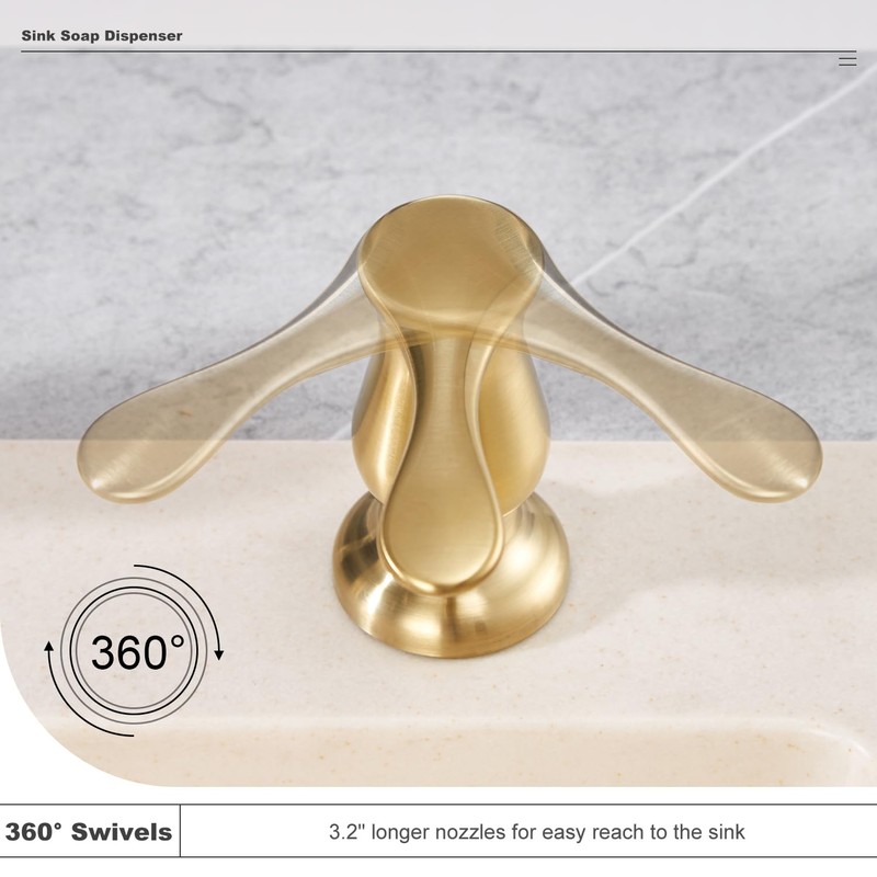 GAGALIFE Kitchen Sink Soap Dispenser Brushed Gold, Under Sink Soap