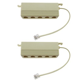 The Lord of the Tools 2PCS Five Way Telephone Splitter RJ11 6P4C Male to 5 Female Outlet Ports Sockets Adapter for Mediators Fax Machines Fixed Telephones Office Lines