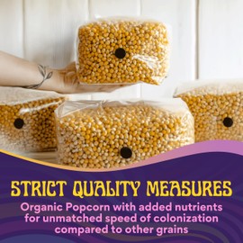 SPORE SORCERY Drippy Corn Mushroom Grain Spawn Bag – 5lb – Pre-Sterilized, Rapid Colonization, .2 Micron Filter for Gas Exchange – Ideal for Mushroom Cultivation