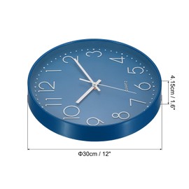 PATIKIL 12 Inch Wall Clock, Battery Operated Silent Non-Ticking Round Wall Clocks for Office Bedroom Decorative, Dark Blue