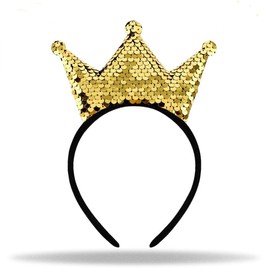 Hatstar Crown Headband, Golden Sequins, Glitter Crown Hair Band, Headpiece for Children, Men and Women, Hair Accessories for Theme Party, Carnival and Fancy Dress