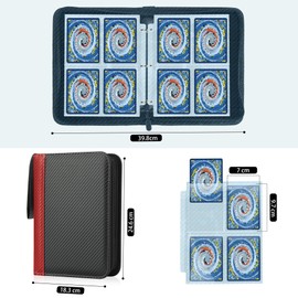 Deoyibu Trading Card Album for 440 Cards, Scrapbook with 4 Compartments, 55 Pages for Card Organiser, Card Binder Made of PU, for Sports Cards, MTG, TCG, Yugioh Cards etc. Red