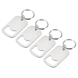 uxcell 4pcs Bottle Opener Keychain, Stainless Steel Beer Soda Bottle Opener Key Chain 2" Long Suitable for Home, Bar, Party, Silver