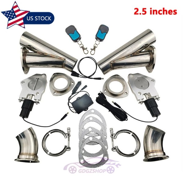 JONJEA 2.5" Dual Electric Exhaust Valve Control Valve Y Pipe