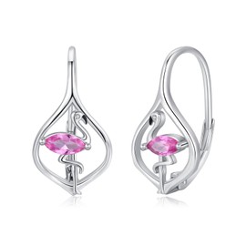 StoryEtain Flamingo Hoop Earrings 925 Sterling Silver Hypoallergenic Dangle Earrings Flamingo Earrings Animal Jewellery Gift for Women Girls Kid