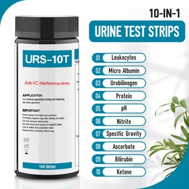 Urine Test Strips URS 10-in-1,10 Parameters UTI Test Strips,Ketone Test Strips,Urine Test Strips for Nitrite, Bilirubin, pH, Protein,UTI, More,100 CT Urine Test Strips for Urinalysis.