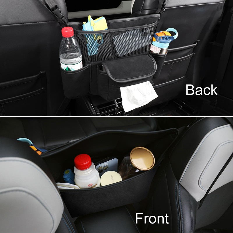 Sancaral Leather Car Seat Organizer for Handbag/Purse – Fits Between