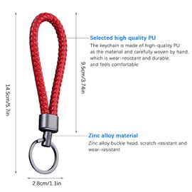 LxwSin Braided Leather Keychain, 2 PCS PU Leather Strap Keyring Car Braided Keychain Woven Rope Keyring with Zinc Alloy, Key Fob Hanging Ornament Business Gift for Men and Women Car Home Office Keys