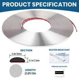 Yskzyz Flexible Wall Molding Trim Self Adhesive Mirror Tape Border 0.4 * 0.1in Peel and Stick Trim for Wall Tile Edges Kitchen Backsplash Floor Mirrior Frame Decor(32.8 Ft)