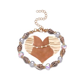Dishowme Pearl Anklet Bracelet Angel Wings Star Anklet Shell Heart Beads Anklet Turquoise Hawaiian Puka Summer Beach Jewelry for Women and Girls, Natural shell