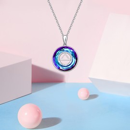 UYBNRK Sobriety Gifts for Men Women Recovery Gifts 925 Sterling Silver Sobriety Necklace Alcoholics Anonymous Gifts for Alcoholics Pendant Jewelry for Women Men