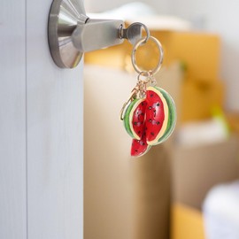 IMIKEYA Watermelon Keychain, Hawaii Fruit Keychain Palestine Watermelon Charm Pendant Car Keys Holder Cute Purse Charms Handbag Pendant for Women Girls Red