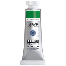 Lefranc & Bourgeois 301200 Linel Gouache Extra Fine and Smooth Watercolours with Maximum Colour Intensity, Luminosity for Streak-free Application, 14 ml Tube - Veronese Green Colour