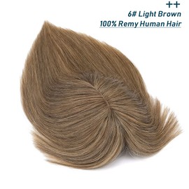 SEGO 100% Real Human Hair Toppers with Bangs,Silk Base 150% Density Clip in Topper Top 2.7”x5.1” Hair Pieces for Women with Thinning Hair/Hair Loss Cover Gray Hair