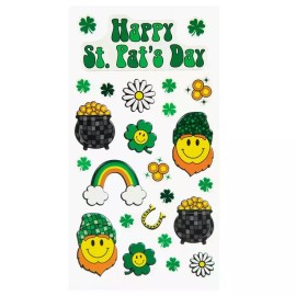 Stickablities 1 Sheet  St. Patrick's Day Groovy Clover Puffy Stickers Papercraft Planner Craft