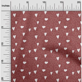 oneOone Velvet Maroon Fabric Valentine Heart Sewing Fabric by The Yard Printed DIY Clothing Sewing Supplies 58 Inch Wide