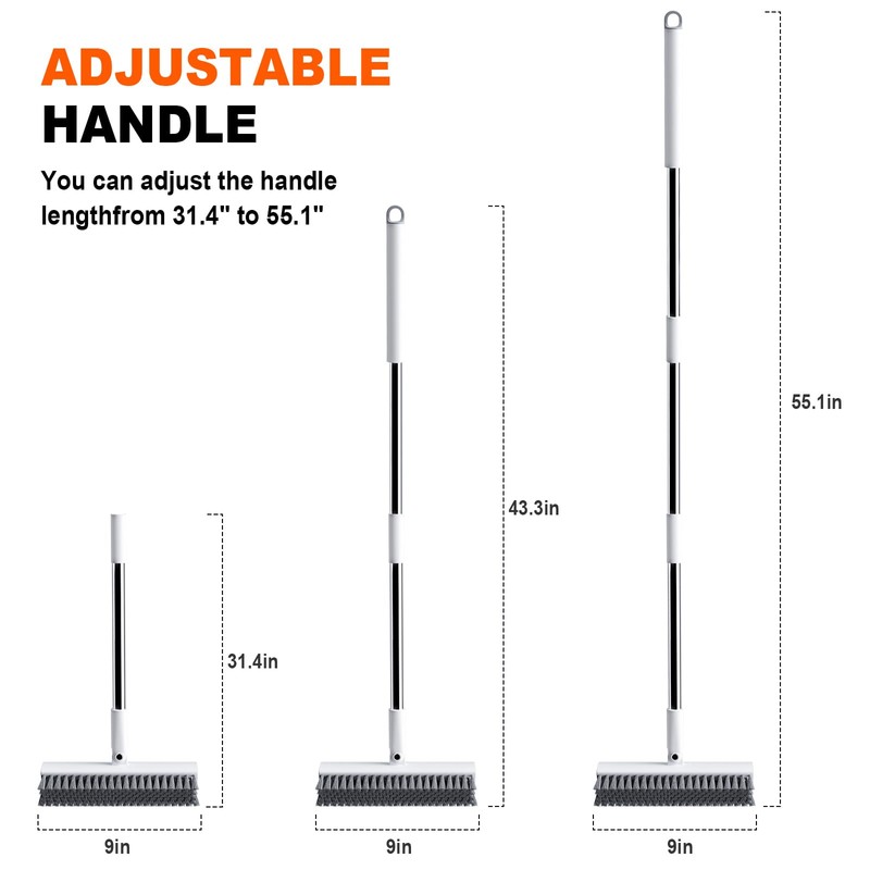 Floor Scrub Brush with Long Handle, Heavy-Duty Tile and Shower