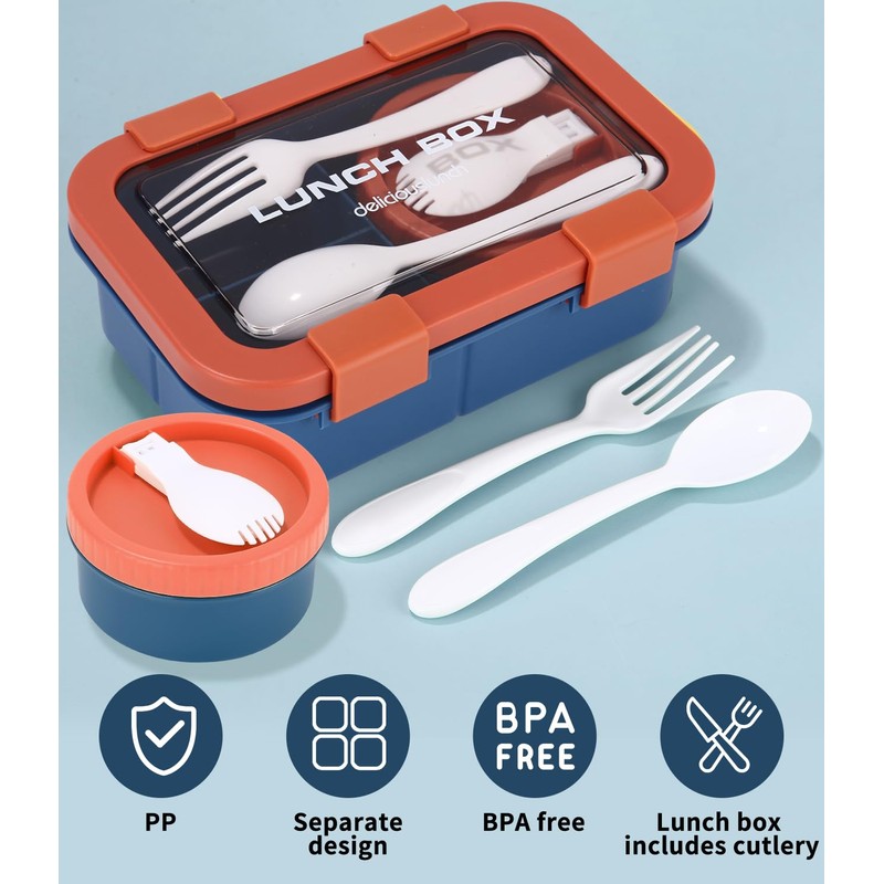 Huifoo Lunch Box Set, 1250 ml Lunch Box with Compartments