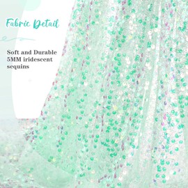 Green Sequin Table Runner: 25x120 Inches Long 10FT - Iridescent Glitter Fabric for Girls Summer Wedding Mermaid Party Birthday Decorations