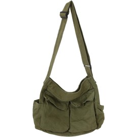 Sun Olive Canvas Tote Bag, Shoulder Bag, Messenger Bag, Solid, Canvas Tote Bag, Zipper Included, School Commuting to School, green
