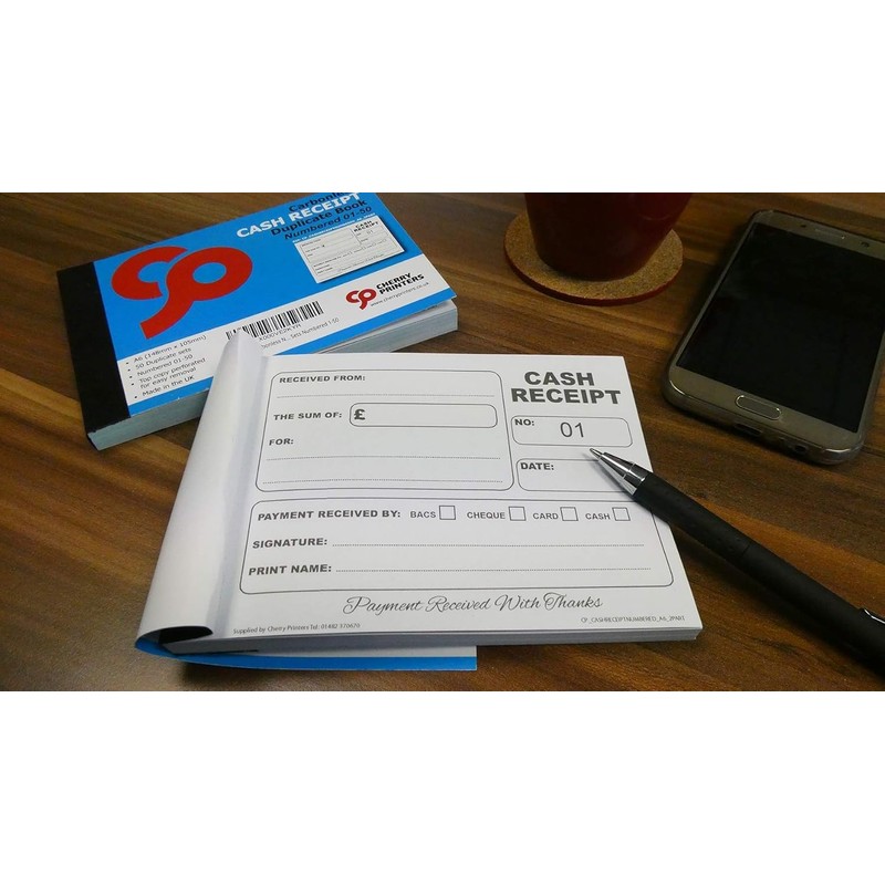 Cherry Carbonless NCR Cash Receipt Book Duplicate A6 50 Sets