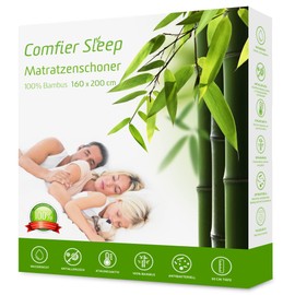 Mattress Protector 160 x 200 cm Mattress Topper 100% Bamboo Breathable and Anti-Allergic Mattress Protector Cover Antibacterial with Optimal Fit Mattress Topper 160 x 200 cm