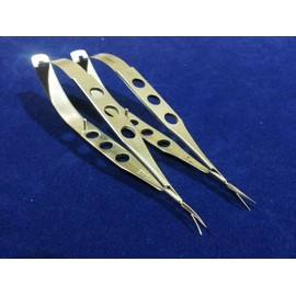 Set of 2 Extra Delicate CASTROVIEJO Micro Surgery Scissors 4" Straight+Curved Surgical Instruments (HTI Brand)